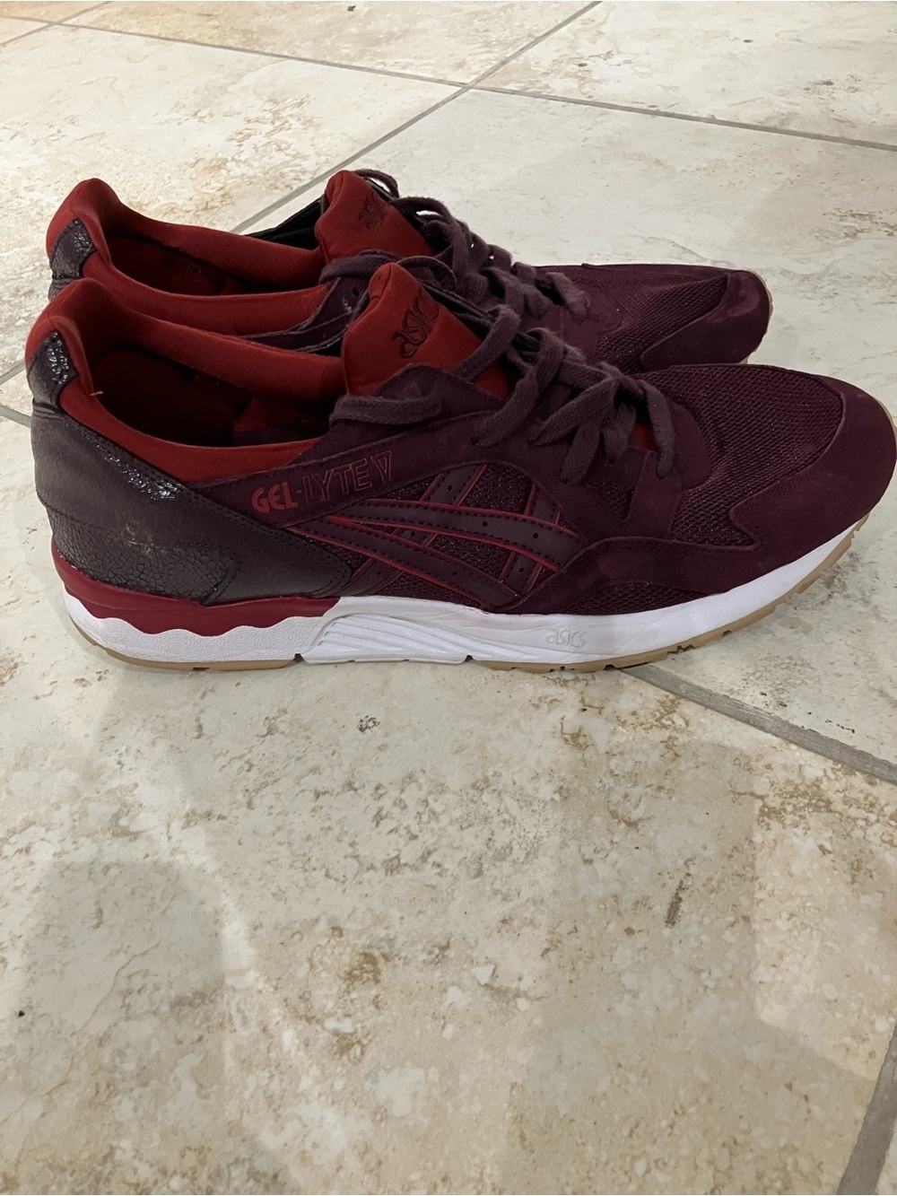 ASICS Men's Burgundy and Red Lace-Up Sneakers - Picture 3 of 5
